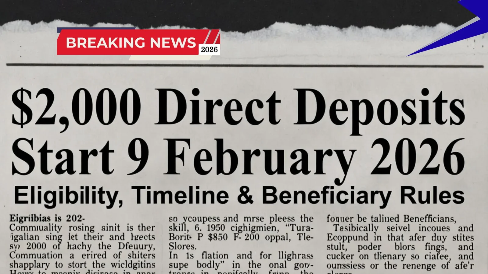 $2,000 Direct Deposits Start 9 February 2026